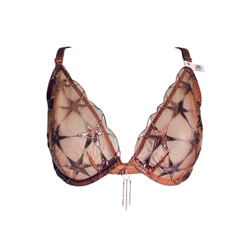 Victoria's Secret Very Sexy Low Cut Demi Unlined Bra Star Shiny NWT 38D
